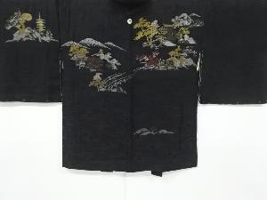 大正ロマン　紋錦紗遠山に屋敷樹木模様織り出し漆一つ紋羽織